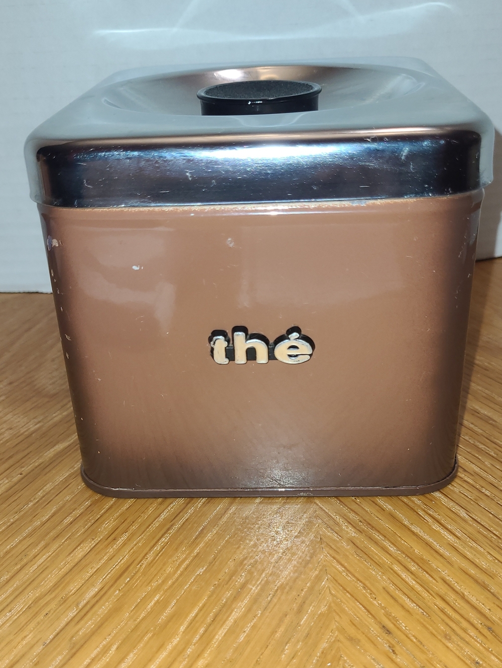 Vintage Mid-Century Chrome And Brushed The(tea) Canister Made In Canada